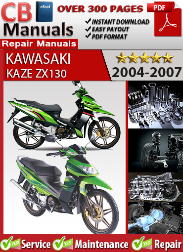 Kawasaki KAZE ZX130 2004–2007 factory repair manual PDF download – Includes carburetor tuning, 130cc engine teardown, clutch repair, and full wiring diagrams