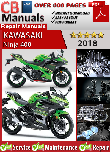 Kawasaki Ninja 400 2018 factory repair manual PDF download – Includes engine rebuild, EFI diagnostics, wiring diagrams, valve service, and clutch teardown