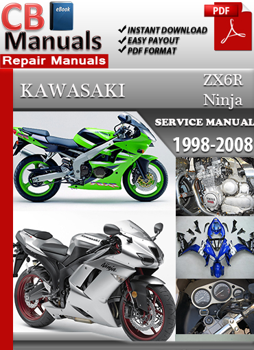 Kawasaki ZX6R 1998–2008 factory repair manual PDF download – Includes DFI fuel tuning, valve clearance procedures, clutch service, and electrical diagrams