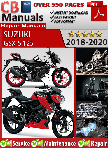 Suzuki GSX-S 125 2018–2020 factory repair manual PDF download – Includes EFI diagnostics, clutch service, ABS troubleshooting, and full wiring diagrams