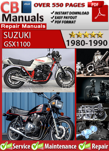 Suzuki GSX1100 1980–1990 factory repair manual PDF download – Includes engine service, electrical diagrams, and restoration details for GSX1100Z, Katana, SL, and other variants.