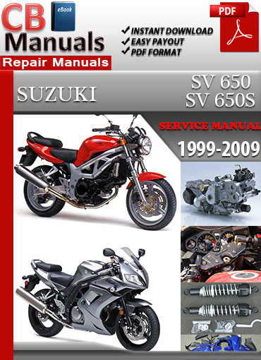 Suzuki SV 650 1999–2009 factory repair manual PDF download – Includes engine rebuild, fuel injection tuning, suspension setup, and wiring diagrams
