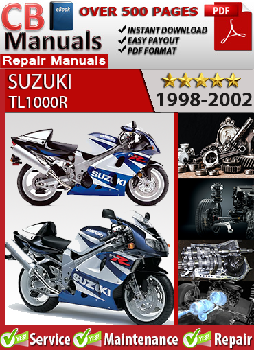 Suzuki TL1000R 1998–2002 factory repair manual PDF download – Includes V-twin engine rebuild, EFI tuning, rotary damper suspension setup, and full wiring diagrams