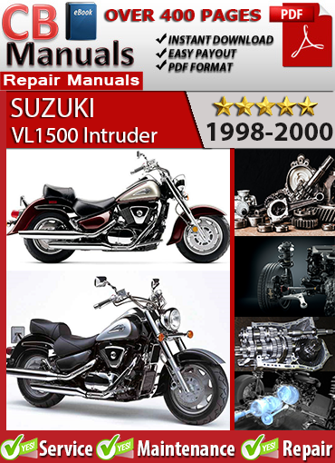 Suzuki VL1500 Intruder 1998–2000 factory repair manual PDF download – Includes V-twin engine specs, carburetor tuning, shaft drive service, and wiring diagrams
