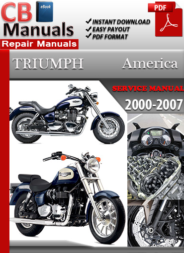 Triumph America 2000–2007 factory repair manual PDF download – Includes engine teardown, clutch rebuild, carburetor tuning, suspension service, and wiring diagrams